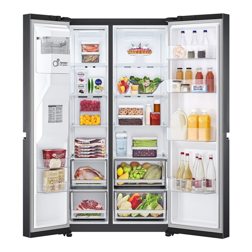 LG GSLV71MCTE side-by-side refrigerator Freestanding 635 L Black – 2
