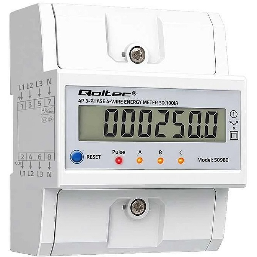 Qoltec 50980 trifāzu elektroniskais skaitītājs ar