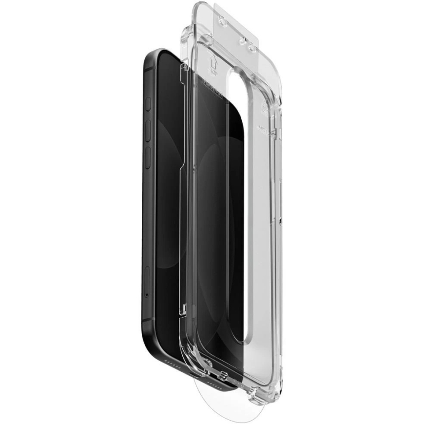 UNIQ Optix SwiftFit Vivid DX2 Tempered Glass, designed for iPhone 18 Pro Max with applicator.