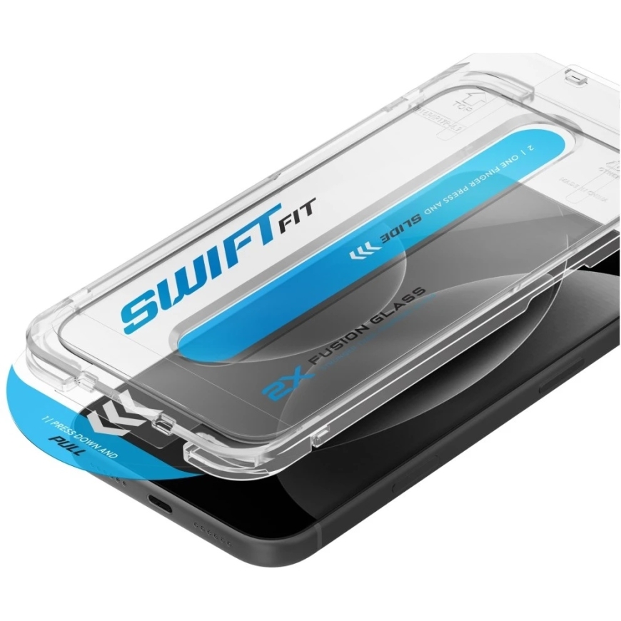 Grūdīts stikls UNIQ Optix SwiftFit Vivid DX2, paredzēts iPhone 18 Pro Max ar aplikatoru – 4