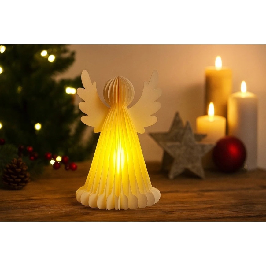 Home Styling Collection Sädelev püha dekoratsioon, papist ingel 6 LED lambiga. – 5
