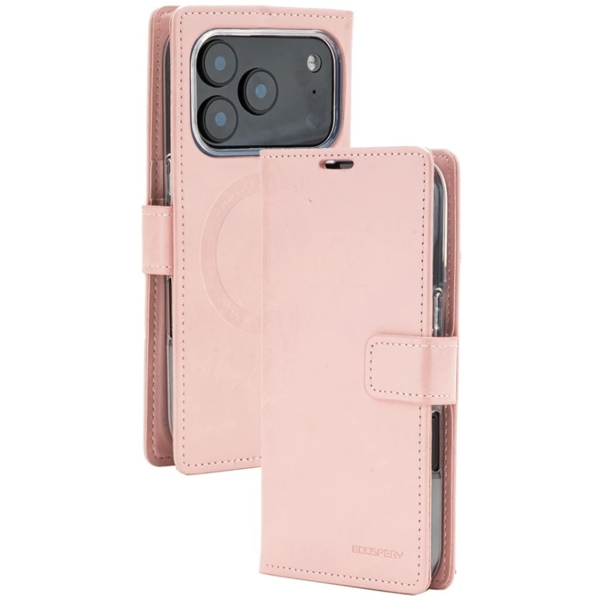 Mercury BlueMoon Diary MagSafe case for iPhone 17 Pro / 18 Pro, rose gold color. – 2
