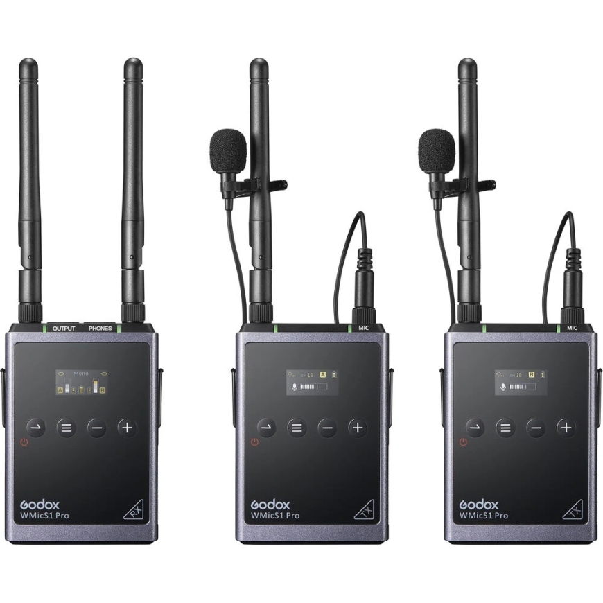 Belaidi mikrofoni - Godox WMicS1 Pro Kit 2, 96 kanavan UHF-järjestelmä – 4