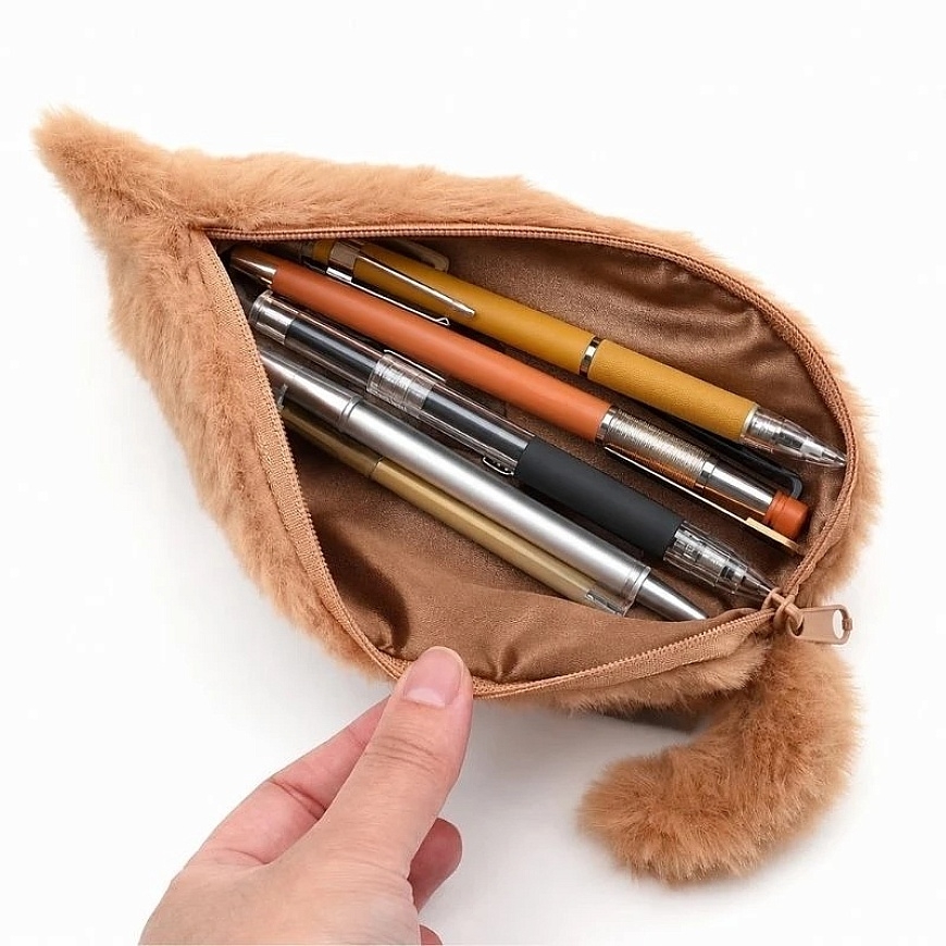 China Plush Pencil Case "Nekonose", Brown NNS-MP01BR – 3