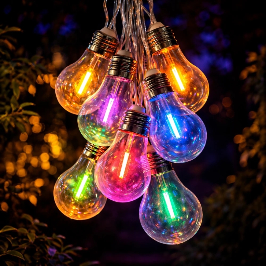 Telforceone "Forever Light" solar-powered LED string lights SUNARI FLS-400, 4 m, 10 bulbs, multicolored