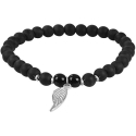 Beaded Bracelet with Onyx and Angel Wing Beaded Bracelet with Onyx and Angel Wing