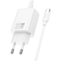 Hoco N60 20W GaN įkroviklis USB-C + USB-C į USB-C kabelis 1,0 m baltas Hoco N60 20W GaN įkroviklis USB-C + USB-C į USB-C kabelis 1,0 m baltas