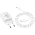 Hoco N60 20W GaN įkroviklis USB-C + USB-C į USB-C kabelis 1,0 m baltas Hoco N60 20W GaN įkroviklis USB-C + USB-C į USB-C kabelis 1,0 m baltas
