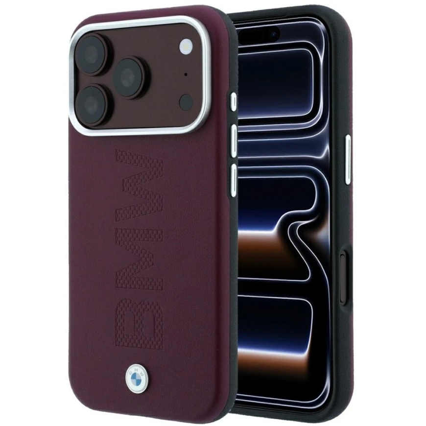 BMW Sign Centered Deboss Case with MagSafe for iPhone 17 Pro / iPhone 18 Pro – burgundy color