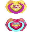 CANPOL BABIES silicone symmetrical pacifier NEON LOVE, 6-18 months, 2 pcs., 22/653_pin