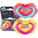 CANPOL BABIES silicone symmetrical pacifier NEON LOVE, 6-18 months, 2 pcs., 22/653_pin