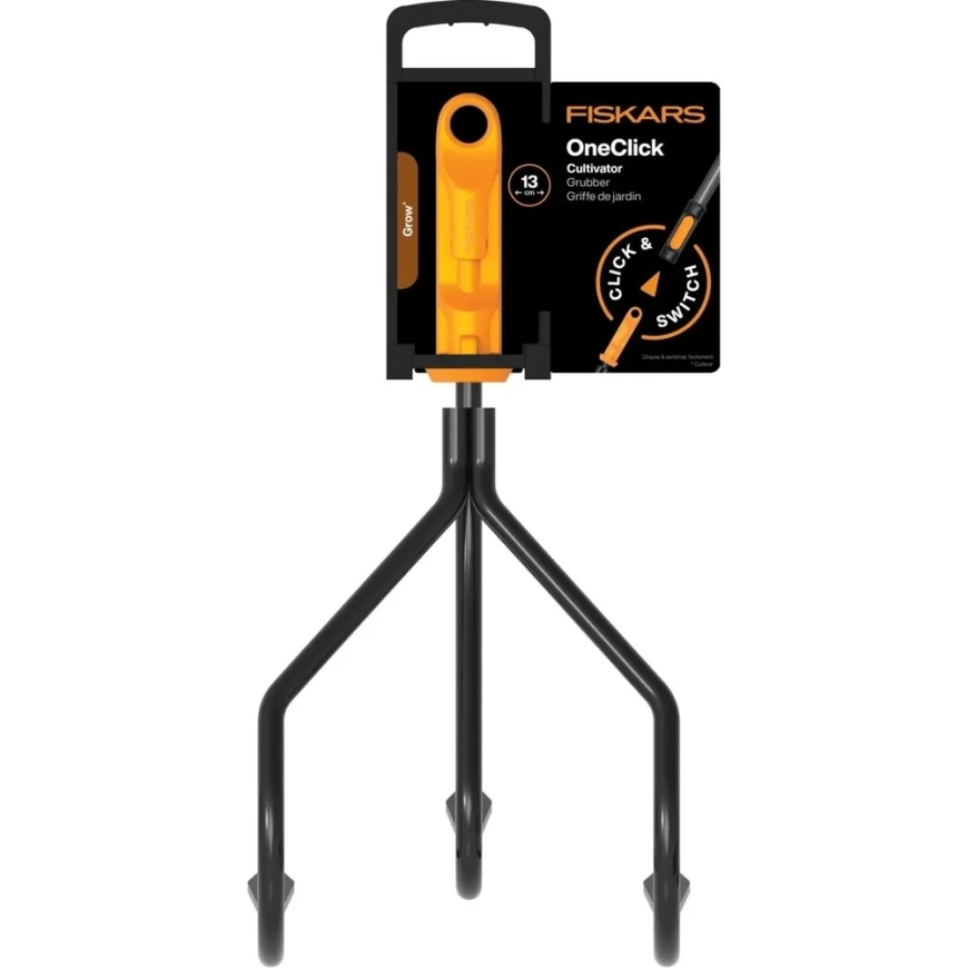 Three-tooth metal cultivator, 128 mm width, OneClick