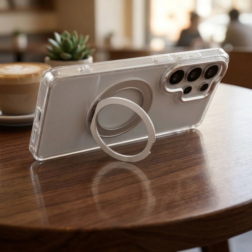 OEM Case for Samsung A36 Frame Circle Stand compatible with MagSafe transparent – 3