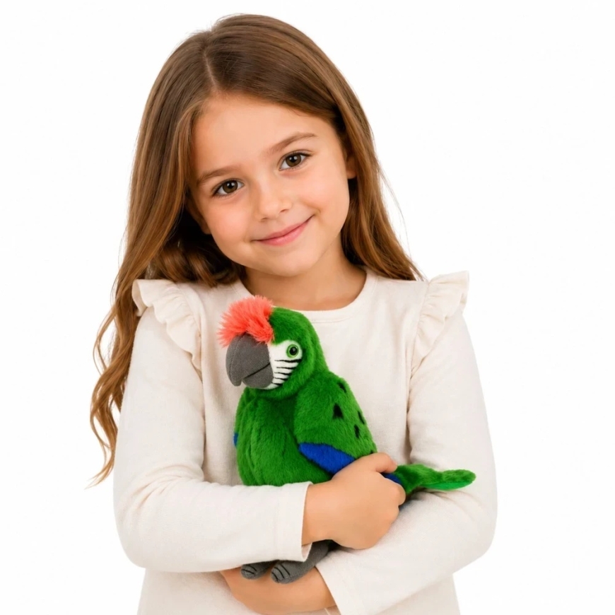 Lean Toys Plišälelu - ara-papuka, vihreä, 24 cm – 3