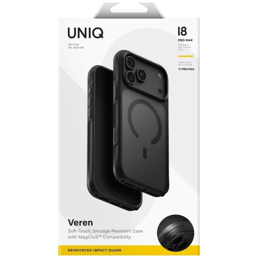 Dėklas UNIQ Veren, skirtas iPhone 18 Pro Max / 17 Pro Max, su Magclick įkrovimu, juodas – 5
