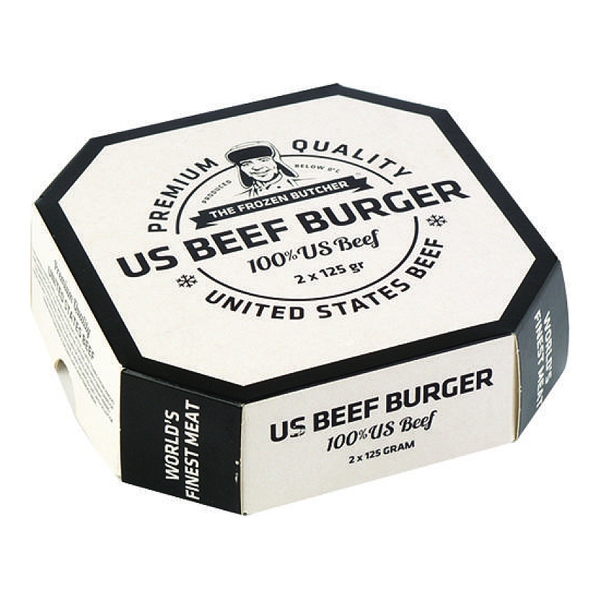 Frozen Butcher Šaldyti mėsapirukad US BEEF BURGER, 2 x 125 g