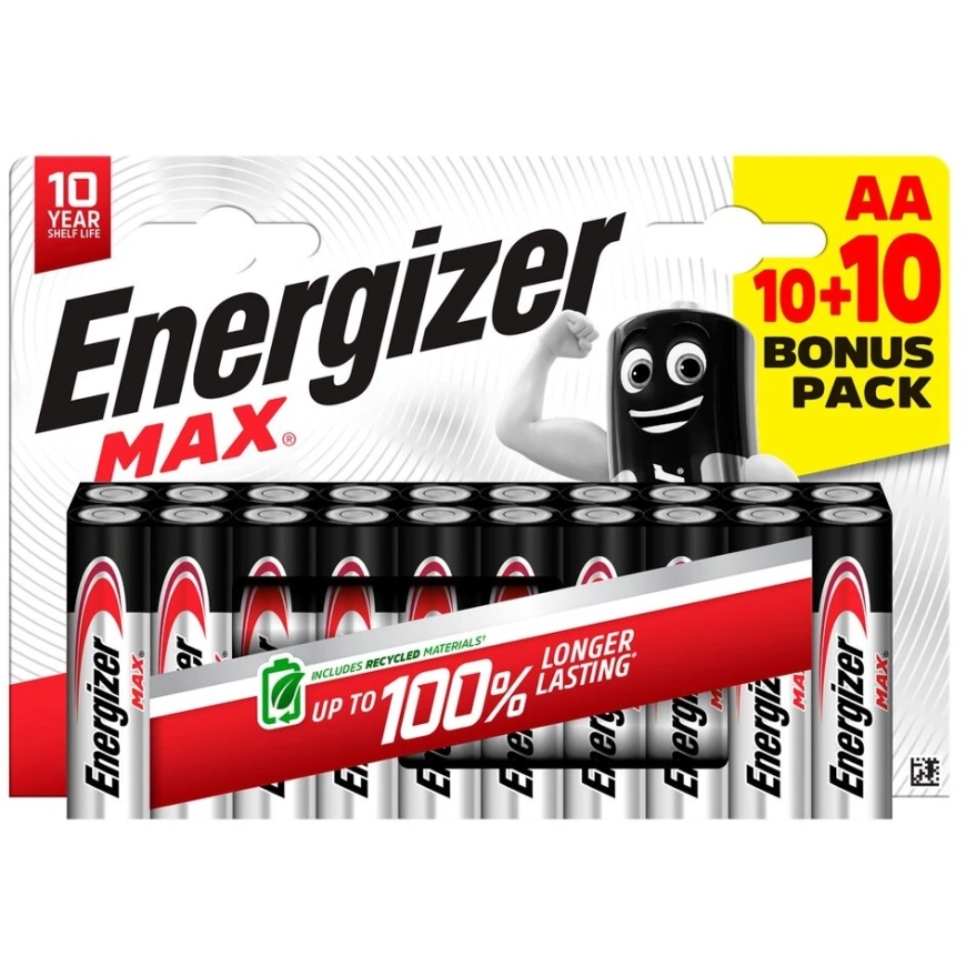 Bateriad – Energizer LR6 Max Šarminės AA, 20 tk.