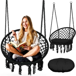 Sofotel BOHO pakabināma dārza šūpuļkrēsls, melns