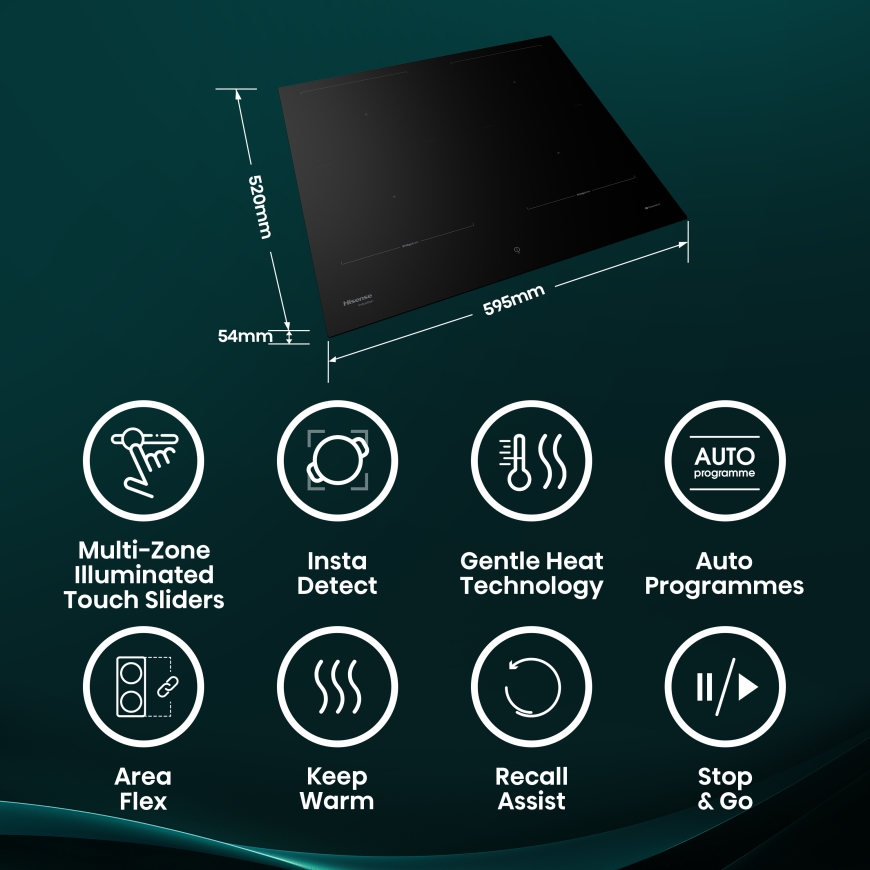 Hisense Hi8 HI6443BSCWF 60cm Induction Hob with Area Flex – 3
