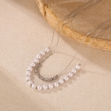 Double steel necklace with artificial pearls, silver color Double steel necklace with artificial pearls, silver color