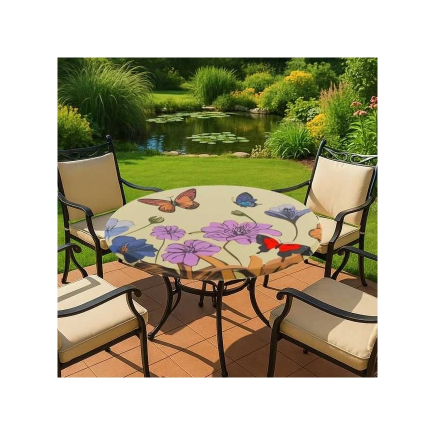 Maximex Sodo tablecloth with elastic, flower meadow, Ø 70-86 cm