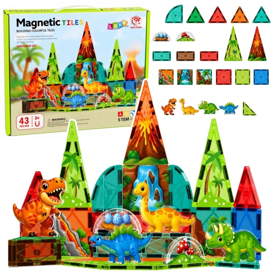 Lean Toys Magnetinės kaladėlės 43 vnt. – 2