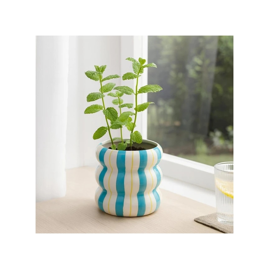 Home Styling Collection Keramiska svītru podiņa apvalks LINJE, 14 cm – 2