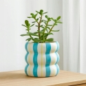 Home Styling Collection Ceramic Striped Pot Cover LINJE, 14 cm
