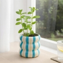 Home Styling Collection Ceramic Striped Pot Cover LINJE, 14 cm