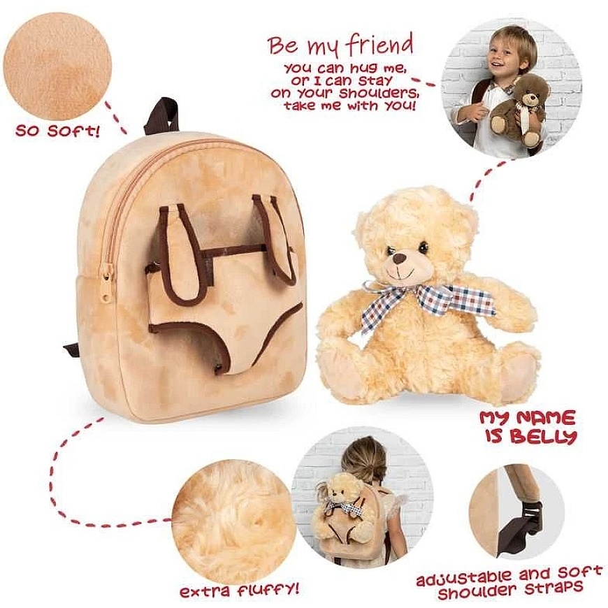 Perletti Bear Belly backpack with plush toy 26cm – 4