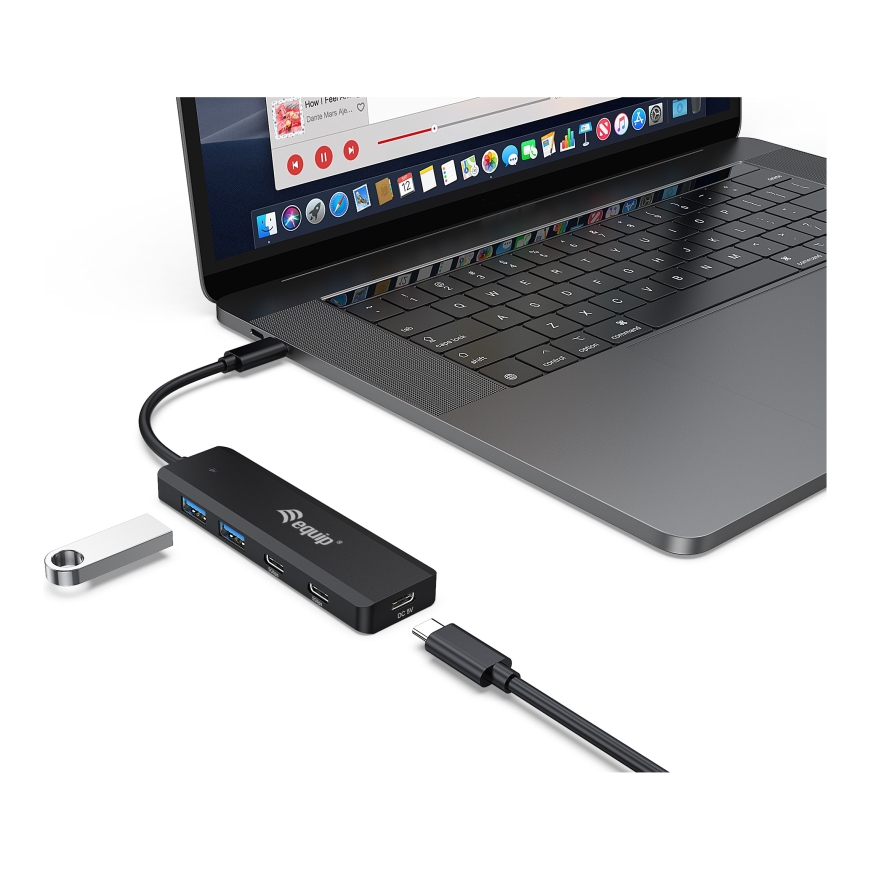 Equip 128964 interfeisa centrmezgls USB 3.2 Gen 1 (3.1 Gen 1) Type-C 5000 Mbit/s Melns – 2