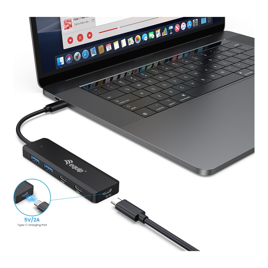 Equip 128964 keskitin USB 3.2 Gen 1 (3.1 Gen 1) Type-C 5000 Mbit/s musta – 4