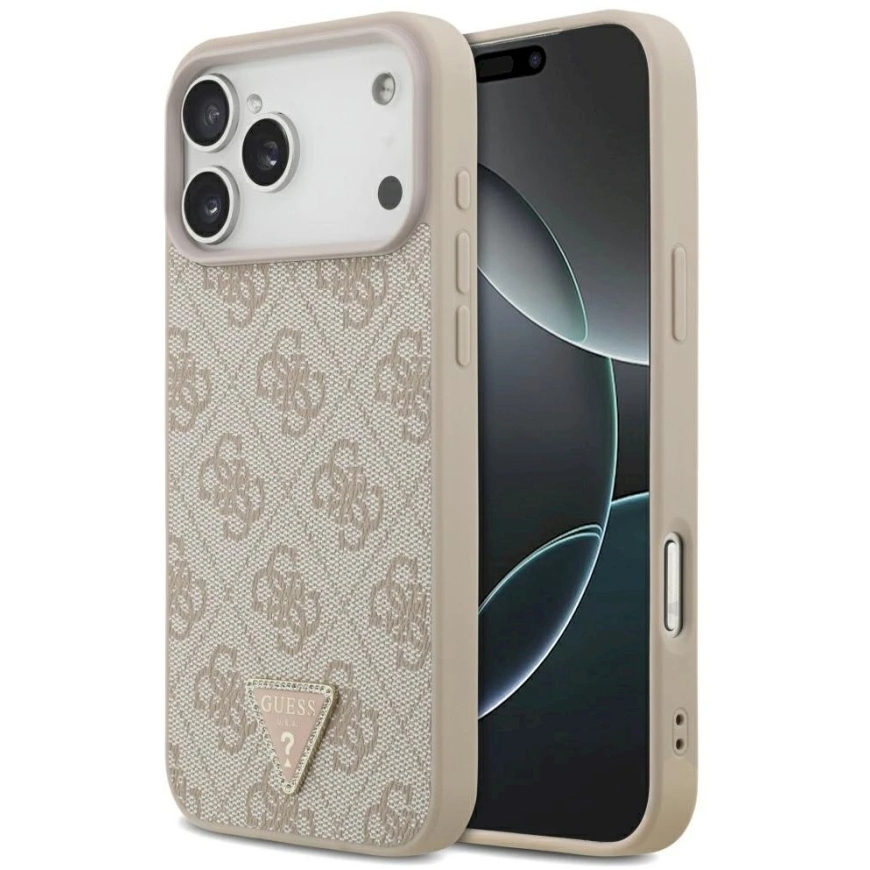 Guess Leather 4G Triangle Strass MagSafe maciņš, piemērots iPhone 17 Pro Max / 18 Pro Max - Rozā – 4