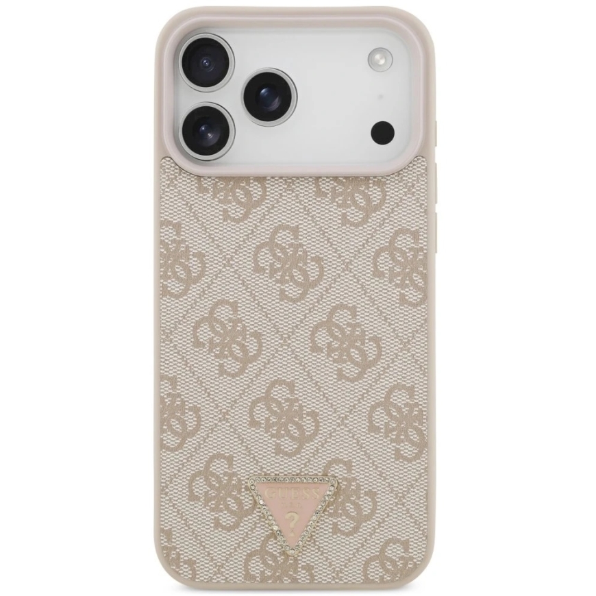 Guess Leather 4G Triangle Strass MagSafe maciņš, piemērots iPhone 17 Pro Max / 18 Pro Max - Rozā – 5