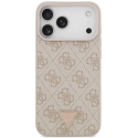 Guess Leather 4G Triangle Strass MagSafe maciņš, piemērots iPhone 17 Pro Max / 18 Pro Max - Rozā Guess Leather 4G Triangle Strass MagSafe maciņš, piemērots iPhone 17 Pro Max / 18 Pro Max - Rozā