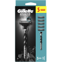 Gillette Mach3 Charcoal Razor for Men, 1 Gillette Razor + 5 Replacement Blades