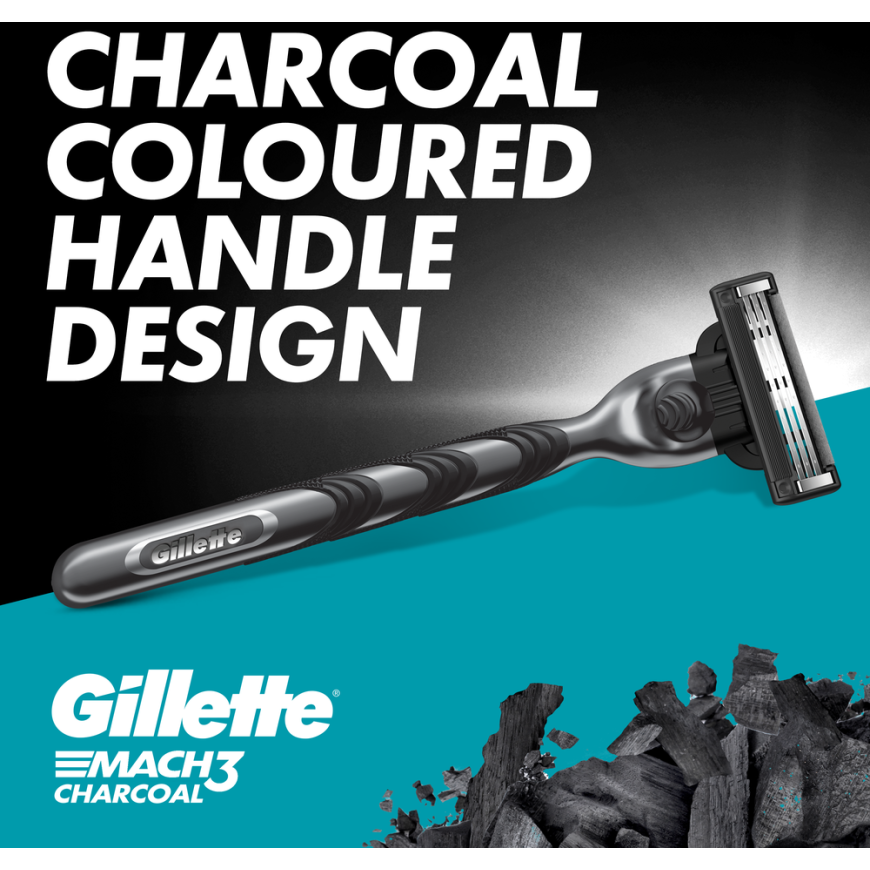Gillette Mach3 Charcoal Бритва для мужчин, 1 бритва Gillette + 5 сменных картриджей – 5