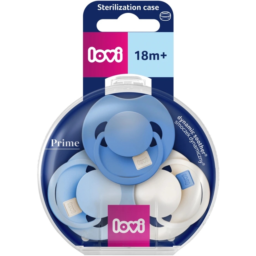 LOVI Silicone Dynamic Pacifiers Prime, Ultramarine Blue, 18 months+, 3 pieces, 34/450