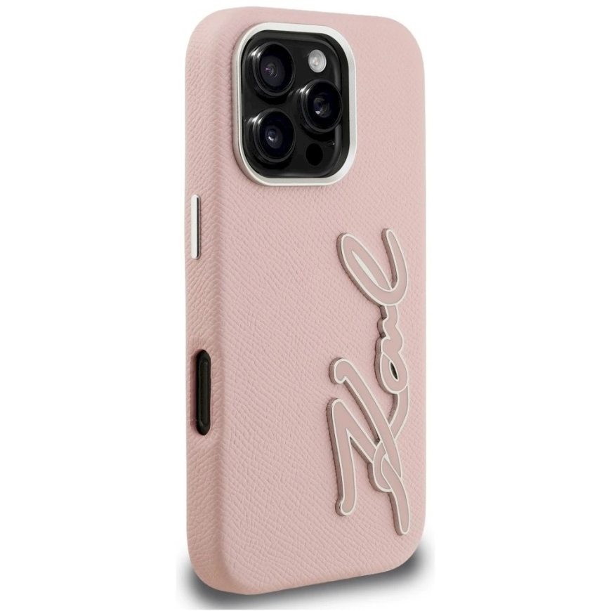 Dėklas Karl Lagerfeld FW Grained Signature Logo iPhone 16 Pro Max gadījumā - Rozā – 4