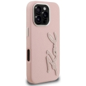 Karl Lagerfeld FW Grained Signature Logo iPhone 16 Pro Max - Vaaleanpunainen Karl Lagerfeld FW Grained Signature Logo iPhone 16 Pro Max - Vaaleanpunainen