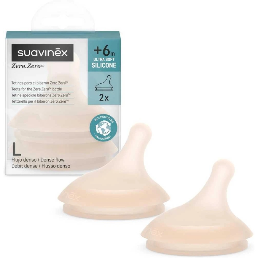 SUAVINEX ZERO ZERO ANTI-COLIC TEATS FOR BOTTLES, FROM 6 MONTHS+, 2 PCS, LIGHT