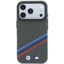 BMW M Quadrille Kevlar-pattern three-color lines and metal logo MagSafe case for iPhone 18 Pro Max / 17 Pro BMW M Quadrille Kevlar-pattern three-color lines and metal logo MagSafe case for iPhone 18 Pro Max / 17 Pro