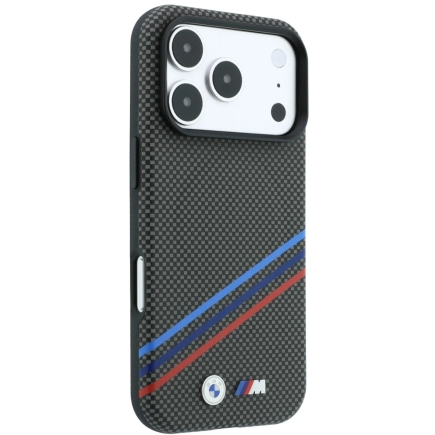 BMW M Quadrille Kevlar-pattern three-color lines and metal logo MagSafe case for iPhone 18 Pro Max / 17 Pro – 5