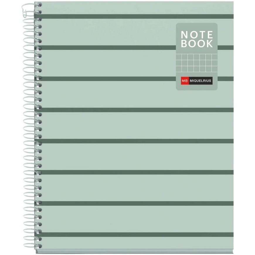 APLI Spiral Notebook, A5, 80 Sheets, Grid, Moss