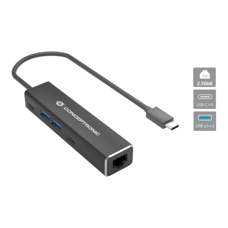 Conceptronic ABBY14B sülearvuti dokk ja pordireplikaator Juhtmega ühendatud USB 3.2 Gen 1 (3.1 Gen 1) Type-C Hall – 2