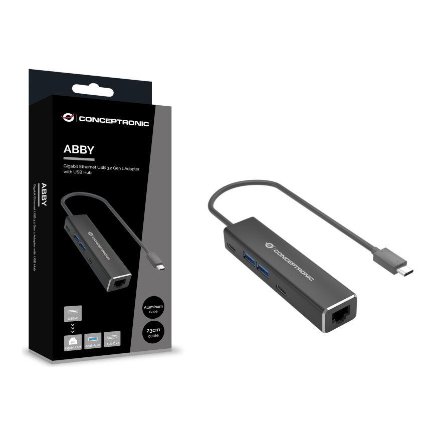 Conceptronic ABBY14B sülearvuti dokk ja pordireplikaator Juhtmega ühendatud USB 3.2 Gen 1 (3.1 Gen 1) Type-C Hall – 3