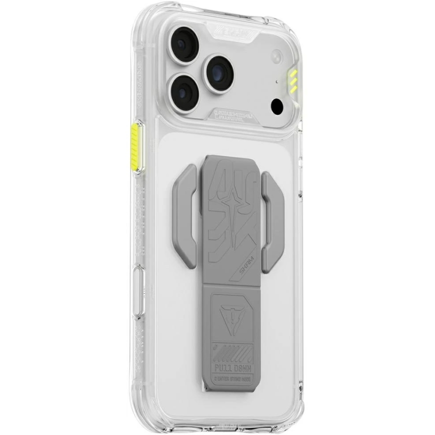 Skinarma Helio CE Grip Stand jaoks mõeldud kate, sobib iPhone 18 Pro / 17 Pro, läbipaistev. – 5