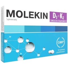Molekin D3+K2 dietary supplement 30 coated tablets