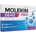 Molekin D3+K2 MAX to toidulisand 30 kattega tabletti. Molekin D3+K2 MAX to toidulisand 30 kattega tabletti.
