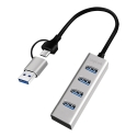 LogiLink USB 3.0 hub, 4x USB-A, 5 Gbit/s, 2-in-1 connection cable, silver LogiLink USB 3.0 hub, 4x USB-A, 5 Gbit/s, 2-in-1 connection cable, silver